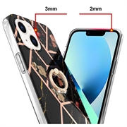 iPhone 15 Plus Marble Pattern IMD TPU-deksel med Ringholder