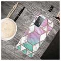 Marble Pattern Samsung Galaxy A32 (4G) TPU-deksel - Rosa / Cyan