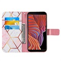 Marble Pattern Samsung Galaxy Xcover 5 Lommebok-deksel - Rosa / Hvit