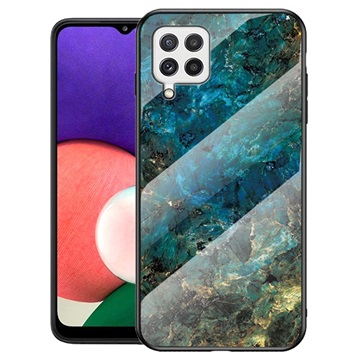 Marble Series Samsung Galaxy A22 4G Herdet Glass Deksel - Grønn
