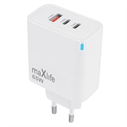 Maxlife MXTC-09-65ACC GaN-lader - 65 W, 2x USB-C, USB-A - Hvit