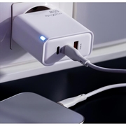 Maxlife MXTC-09-65ACC GaN-lader - 65 W, 2x USB-C, USB-A - Hvit