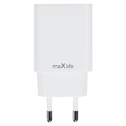 Maxlife MXTC-13 20W USB-C-lader med PD/QC hurtiglading - hvit
