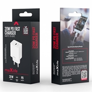 Maxlife MXTC-13 20W USB-C-lader med PD/QC hurtiglading - hvit