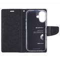 iPhone 16 Mercury Goospery Fancy Diary Lommebok-deksel - Svart