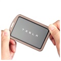 Tesla Nøkkelkort Metall Holder med Karabinkrok - Roségull