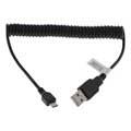 Micro USB Spiral Kabel - Svart - 0.5m-1.2m
