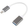 MicroUSB / USB OTG Kabel Adapter - 16cm - Hvit / Sølv