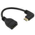 Mini HDMI til HDMI vinklet adapterkabel - 15cm