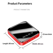 Mini-powerbank på 10000mAh med to USB-porter og LCD-skjerm - rød
