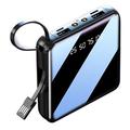 Mini-powerbank 10000mAh med 2 USB-porter og Lightning-, USB-C- og MicroUSB-kabler