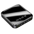 Mini-powerbank på 10000mAh med to USB-porter og LCD-skjerm - svart