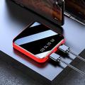 Mini-powerbank på 10000mAh med to USB-porter og LCD-skjerm - rød