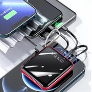 Mini Powerbank 20000mAh - 2x USB, Lightning, USB-C, MicroUSB - Rød