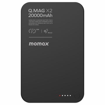 Momax Q.Mag X2 20000mAh magnetisk trådløs strømbank - svart