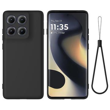 Motorola Edge (2025) Flytende silikon-deksel med håndstropp - svart