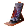 Motorola Edge (2025) vertikalt flip-etui med stativ - Brun