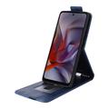 Motorola Edge (2025) vertikalt flip-etui med stativ - mørkeblå