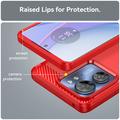 Motorola Edge 40 Børstet TPU Deksel - Karbonfiber - Rød