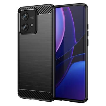 Motorola Edge 40 Neo Børstet TPU Deksel - Karbonfiber - Svart