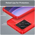 Motorola Edge 40 Neo Børstet TPU Deksel - Karbonfiber - Rød