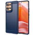 Motorola Edge 50 Børstet TPU Deksel - Karbonfiber - Blå