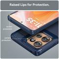 Motorola Edge 50 Børstet TPU Deksel - Karbonfiber - Blå