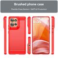 Motorola Edge 50 Børstet TPU Deksel - Karbonfiber - Rød