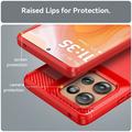 Motorola Edge 50 Børstet TPU Deksel - Karbonfiber - Rød
