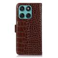 Motorola Edge 60 Fusion Crocodile Series Lommebok-deksel i Lær med RFID - Brun
