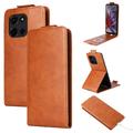 Motorola Edge 60 Fusion Vertikalt Flip-Deksel med Kortlomme - Brun