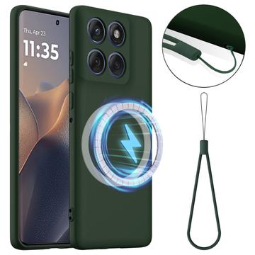 Motorola Edge 60 Pro Liquid Silikondeksel - MagSafe-kompatibel - Mørkegrønn