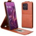 Motorola Edge 60 Pro vertikalt flip-etui med stativ - Brun