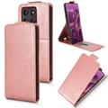 Motorola Edge 60 Pro vertikalt flip-etui med stativ - Roségull