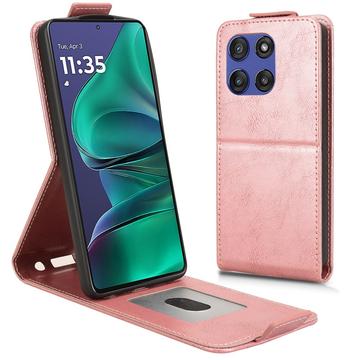 Motorola Edge 60 Stylus vertikalt flip-etui med stativ - Roségull