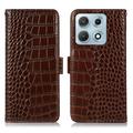 Motorola Edge 70 Max Crocodile Series Lommebok-deksel i Lær med RFID - Brun
