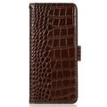 Motorola Edge 70 Max Crocodile Series Lommebok-deksel i Lær med RFID - Brun