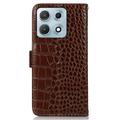Motorola Edge 70 Max Crocodile Series Lommebok-deksel i Lær med RFID - Brun