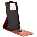 Motorola Edge 70 Max vertikalt flip-etui med stativ - Brun