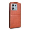 Motorola Edge 70 Max vertikalt flip-etui med stativ - Brun