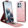 Motorola Edge 70 Max vertikalt flip-etui med stativ - Roségull