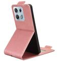 Motorola Edge 70 Max vertikalt flip-etui med stativ - Roségull