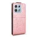Motorola Edge 70 Max vertikalt flip-etui med stativ - Roségull