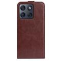 Motorola Edge 70 Vertikalt Flip-Deksel med Kortlomme - Brun