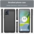 Motorola Moto E13 Børstet TPU Deksel - Karbonfiber - Svart