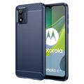 Motorola Moto E13 Børstet TPU Deksel - Karbonfiber - Blå