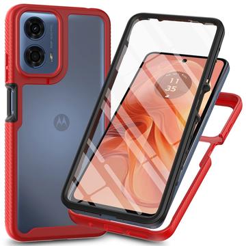 Motorola Moto E14/G24/G04/G04s 360 Beskyttelse Deksel - Rød / Klar