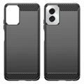 Motorola Moto G Power (2024) Børstet TPU Deksel - Karbonfiber - Svart