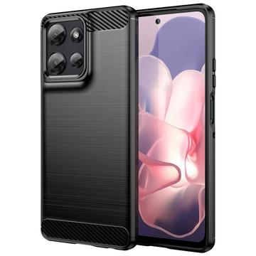 Motorola Moto G Power (2025) Børstet TPU Deksel - Karbonfiber - Svart