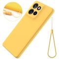 Motorola Moto G Power (2025) Flytende silikon-deksel med håndstropp - gul